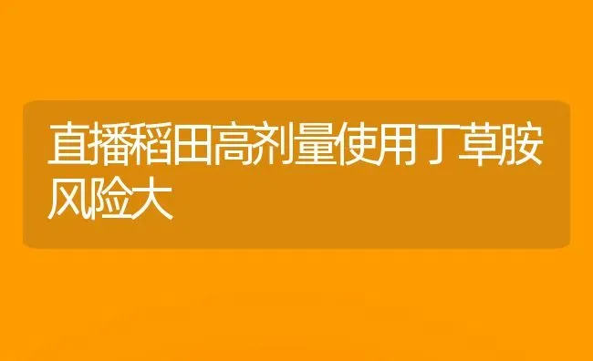 直播稻田高剂量使用丁草胺风险大 | 养殖知识