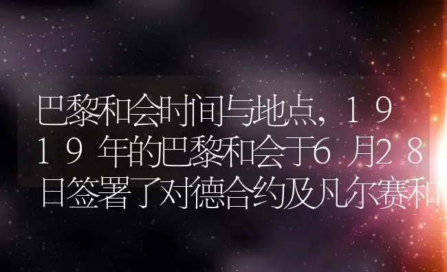 巴黎和会时间与地点,1919年的巴黎和会于6月28日签署了对德合约及凡尔赛和约 | 养殖学堂