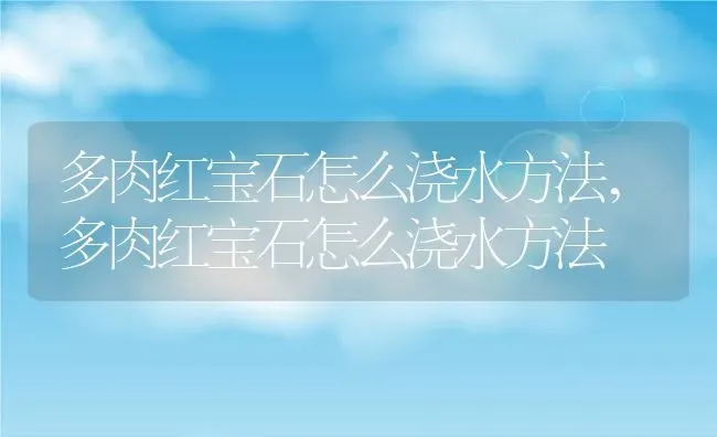 多肉红宝石怎么浇水方法,多肉红宝石怎么浇水方法 | 养殖科普