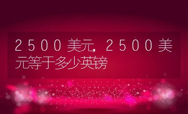 2500美元,2500美元等于多少英镑 | 养殖科普