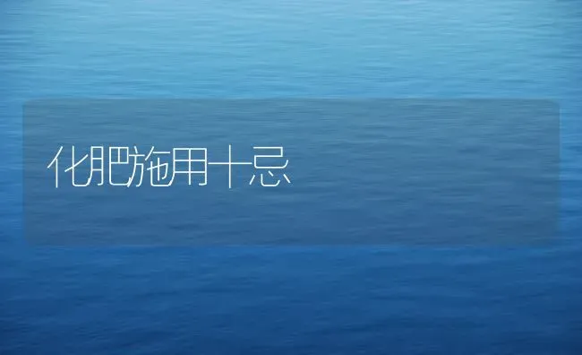 化肥施用十忌 | 养殖知识