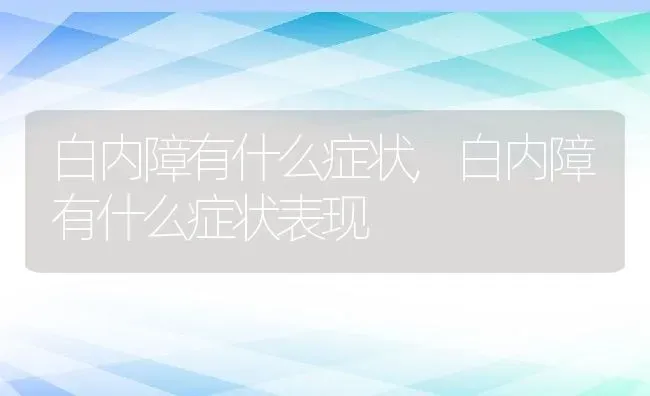 白内障有什么症状,白内障有什么症状表现 | 养殖资料