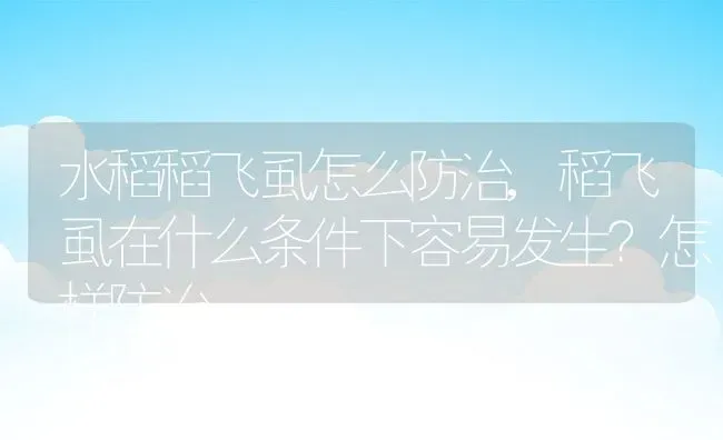 水稻稻飞虱怎么防治,稻飞虱在什么条件下容易发生？怎样防治 | 养殖学堂