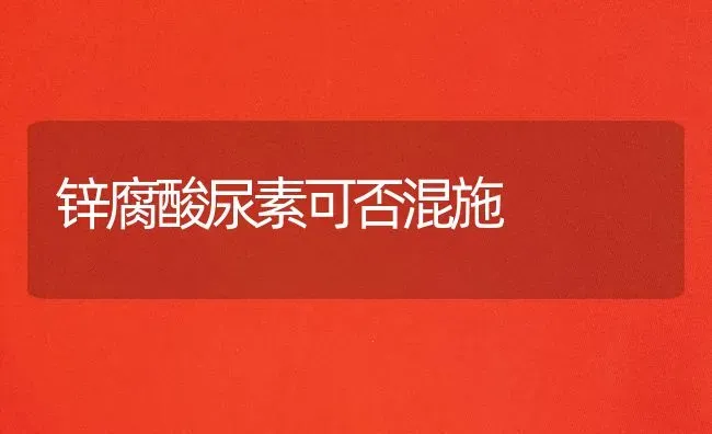 锌腐酸尿素可否混施 | 养殖技术大全