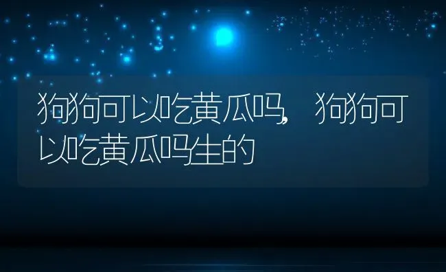 狗狗可以吃黄瓜吗,狗狗可以吃黄瓜吗生的 | 养殖科普