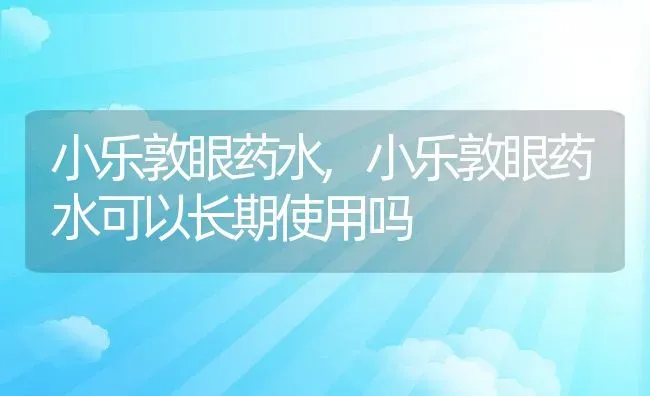 小乐敦眼药水,小乐敦眼药水可以长期使用吗 | 养殖科普
