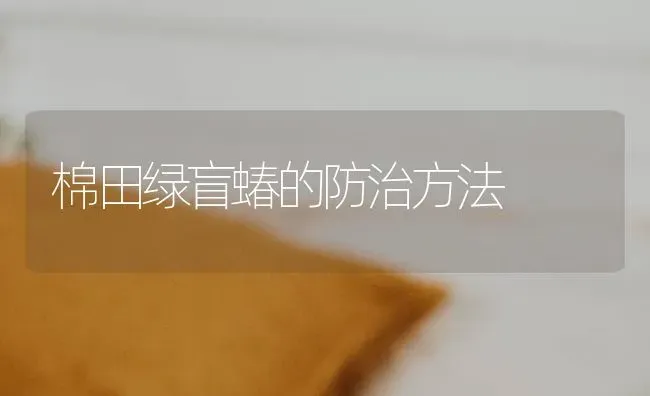 棉田绿盲蝽的防治方法 | 养殖知识