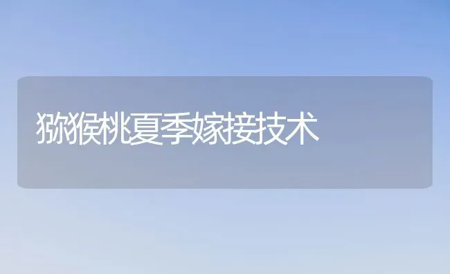 猕猴桃夏季嫁接技术 | 养殖技术大全
