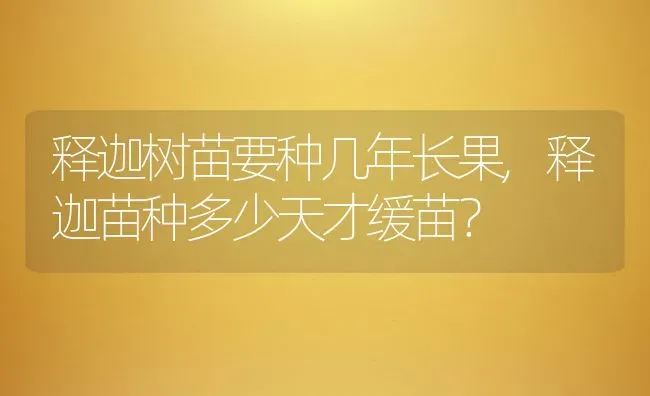 释迦树苗要种几年长果,释迦苗种多少天才缓苗？ | 养殖科普