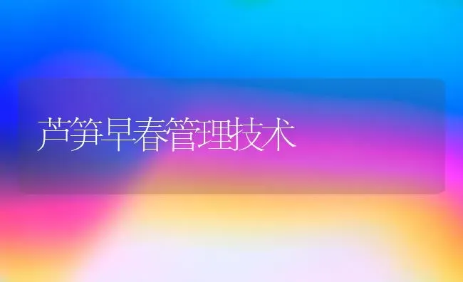 芦笋早春管理技术 | 养殖知识