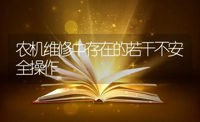 农机维修中存在的若干不安全操作 | 养殖技术大全