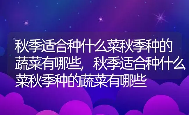 秋季适合种什么菜秋季种的蔬菜有哪些,秋季适合种什么菜秋季种的蔬菜有哪些 | 养殖科普