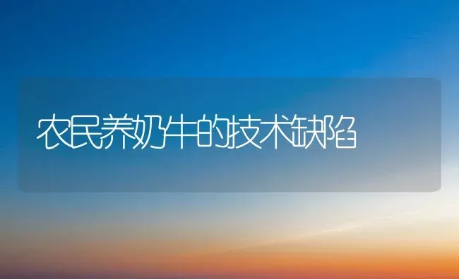 农民养奶牛的技术缺陷 | 养殖技术大全