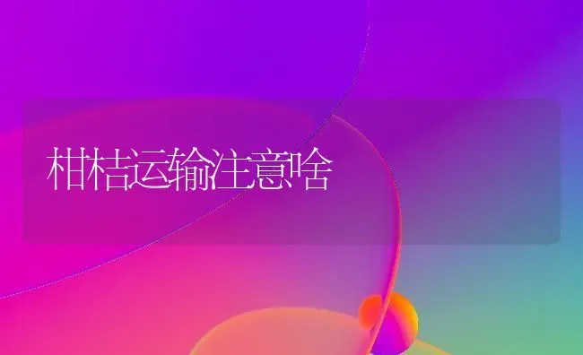 柑桔运输注意啥 | 养殖技术大全