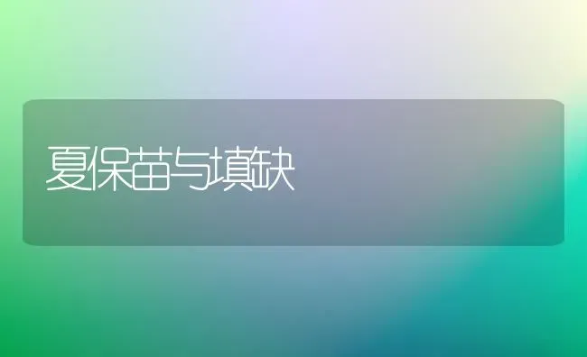 夏保苗与填缺 | 养殖技术大全