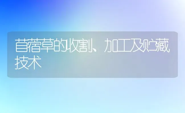 苜蓿草的收割、加工及贮藏技术 | 养殖技术大全