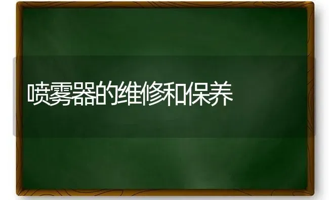 喷雾器的维修和保养 | 养殖知识