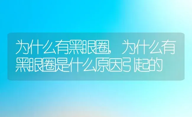 为什么有黑眼圈,为什么有黑眼圈是什么原因引起的 | 养殖资料