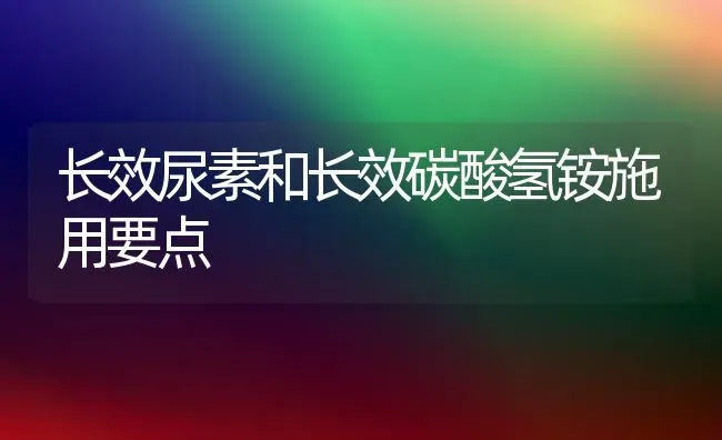 长效尿素和长效碳酸氢铵施用要点 | 养殖技术大全