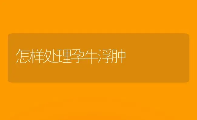 怎样处理孕牛浮肿 | 养殖知识