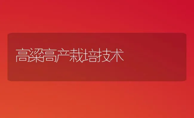 高粱高产栽培技术 | 养殖技术大全