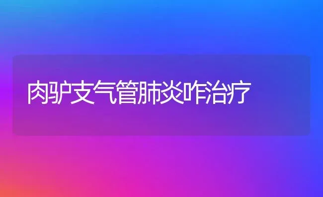 肉驴支气管肺炎咋治疗 | 养殖知识