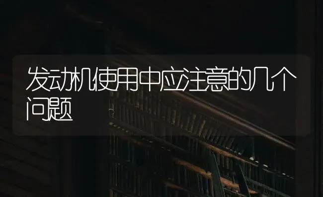 发动机使用中应注意的几个问题 | 养殖技术大全