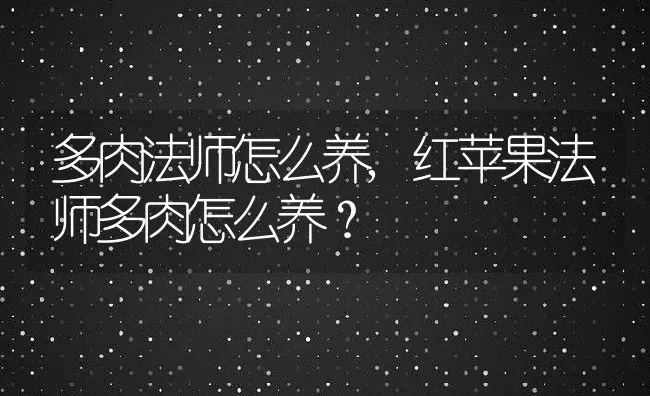 多肉法师怎么养,红苹果法师多肉怎么养？ | 养殖科普