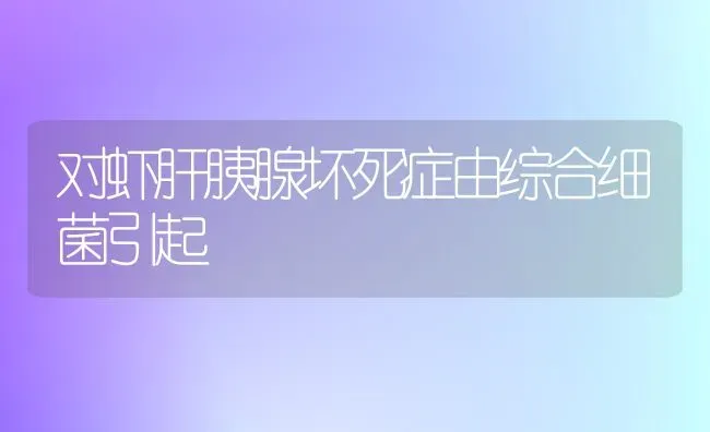 对虾肝胰腺坏死症由综合细菌引起 | 养殖技术大全