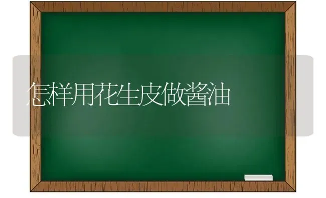 怎样用花生皮做酱油 | 养殖技术大全