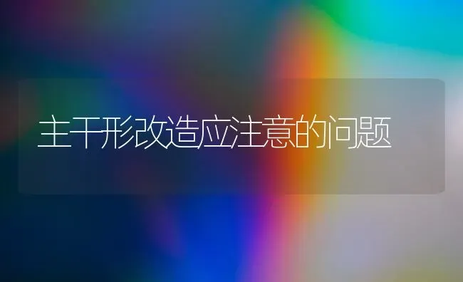 主干形改造应注意的问题 | 养殖知识