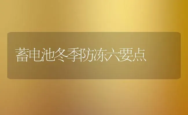 蓄电池冬季防冻六要点 | 养殖技术大全