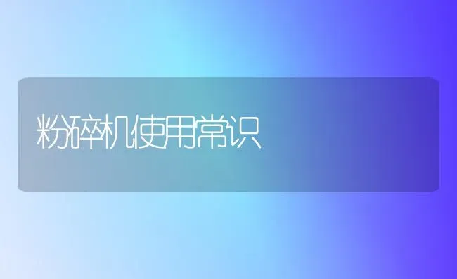 粉碎机使用常识 | 养殖技术大全