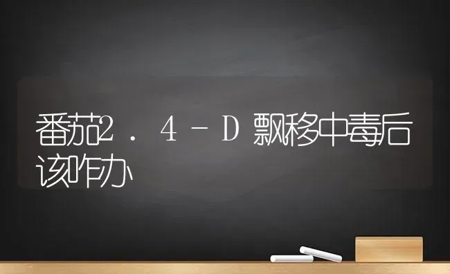 番茄2.4-D飘移中毒后该咋办 | 养殖技术大全