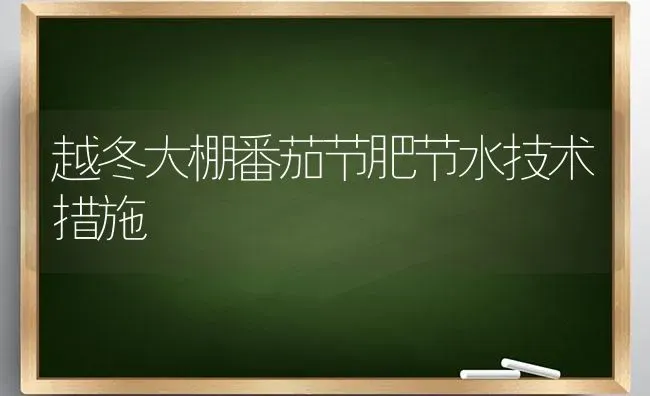 越冬大棚番茄节肥节水技术措施 | 养殖知识