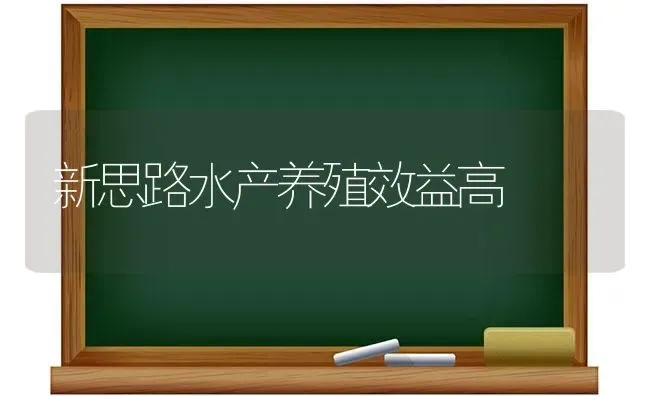 新思路水产养殖效益高 | 养殖技术大全