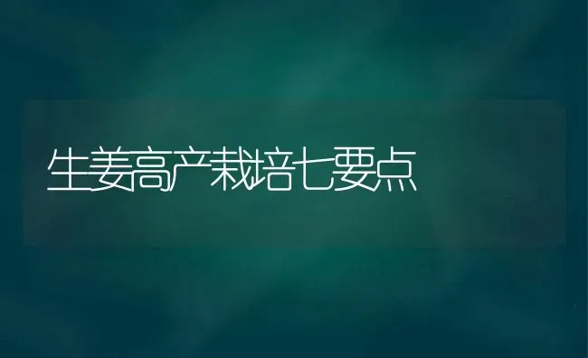 生姜高产栽培七要点 | 养殖技术大全