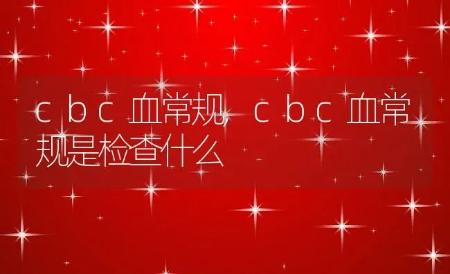 cbc血常规,cbc血常规是检查什么 | 养殖科普