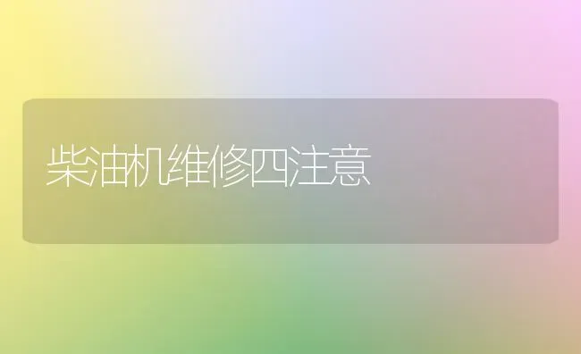 柴油机维修四注意 | 养殖技术大全