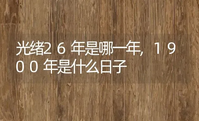 光绪26年是哪一年,1900年是什么日子 | 养殖学堂