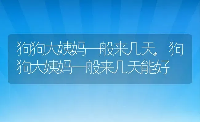 狗狗大姨妈一般来几天,狗狗大姨妈一般来几天能好 | 养殖资料