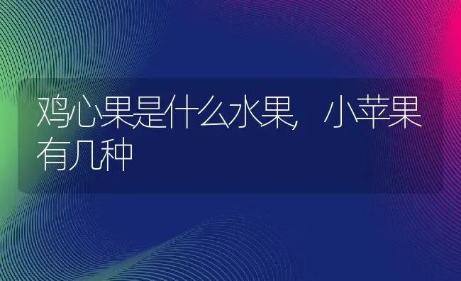 鸡心果是什么水果,小苹果有几种 | 养殖学堂