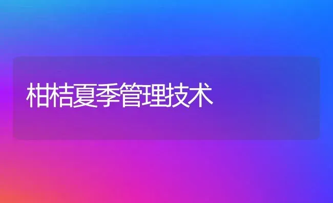柑桔夏季管理技术 | 养殖知识