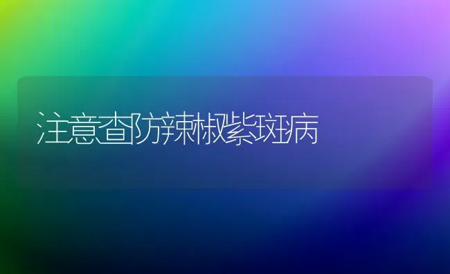 注意查防辣椒紫斑病 | 养殖技术大全