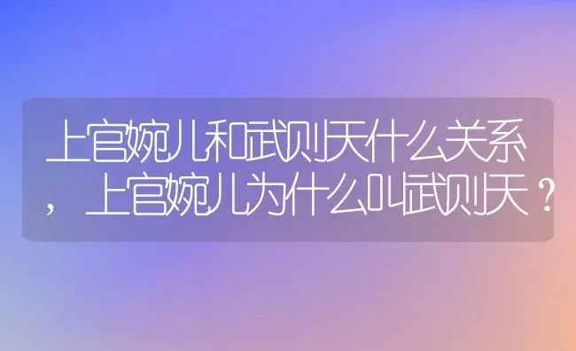 上官婉儿和武则天什么关系,上官婉儿为什么叫武则天？ | 养殖科普