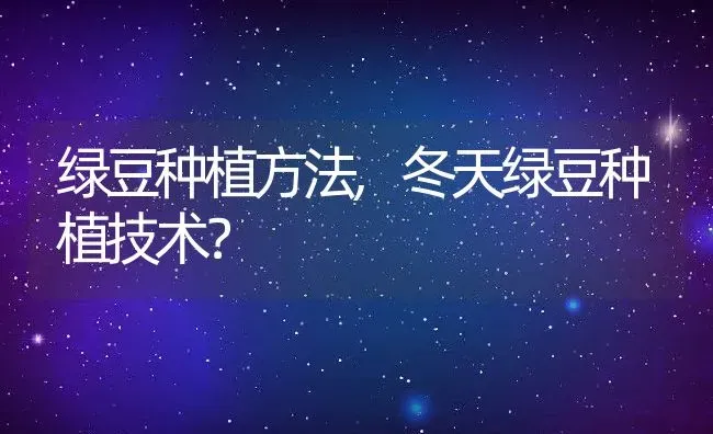 绿豆种植方法,冬天绿豆种植技术？ | 养殖科普