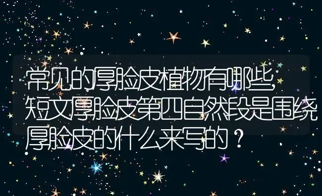 常见的厚脸皮植物有哪些,短文厚脸皮第四自然段是围绕厚脸皮的什么来写的？ | 养殖科普