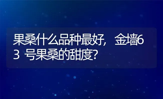 果桑什么品种最好,金墙63号果桑的甜度？ | 养殖科普