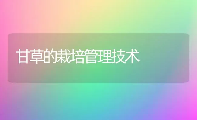 甘草的栽培管理技术 | 养殖技术大全