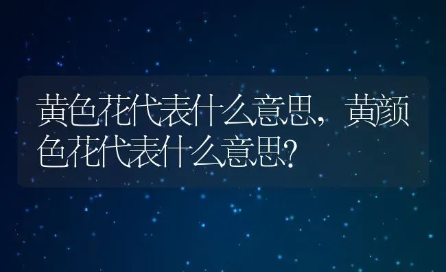 黄色花代表什么意思,黄颜色花代表什么意思？ | 养殖科普